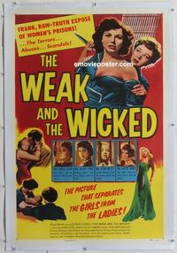 d457 WEAK & THE WICKED linen one-sheet movie poster '54 badgirl Diana Dors!