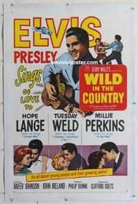 d460 WILD IN THE COUNTRY linen one-sheet movie poster '61 Elvis Presley