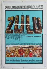 d472 ZULU linen one-sheet movie poster '64 Stanley Baker, Michael Caine