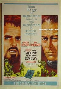 e075 AGONY & THE ECSTASY Australian one-sheet movie poster '65 Charlton Heston