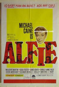 e077 ALFIE Australian one-sheet movie poster '66 Michael Caine, Millicent Martin