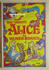 e078 ALICE IN WONDERLAND Australian one-sheet movie poster R74 Walt Disney