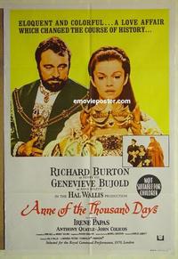 e085 ANNE OF THE THOUSAND DAYS Australian one-sheet movie poster '70 Bujold