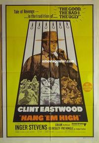 e197 HANG 'EM HIGH Australian one-sheet movie poster '68 Clint Eastwood classic!