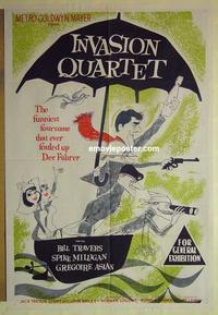 e218 INVASION QUARTET Australian one-sheet movie poster '61 Travers, WWII comedy!