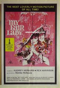 e268 MY FAIR LADY Aust one-sheet movie poster R70s Audrey Hepburn classic!