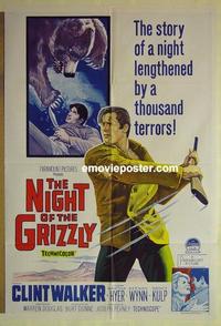 e274 NIGHT OF THE GRIZZLY Australian one-sheet movie poster '66 Walker, Hyer