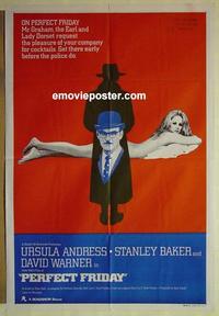 e288 PERFECT FRIDAY Australian one-sheet movie poster '70 sexy Ursula Andress!
