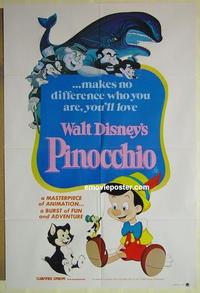 e292 PINOCCHIO Australian one-sheet movie poster R82 Walt Disney classic!
