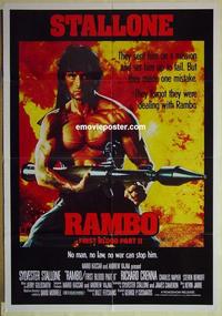 e304 RAMBO FIRST BLOOD 2 Australian one-sheet movie poster '85 Sylvester Stallone