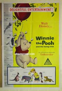 e388 WINNIE THE POOH & THE HONEY TREE Australian one-sheet movie poster '66 Disney