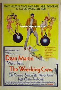 e391 WRECKING CREW Australian one-sheet movie poster '69 Dean Martin, Sommer