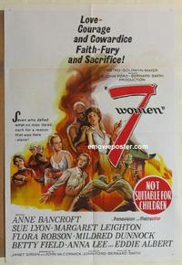 e070 7 WOMEN Australian one-sheet movie poster '66 John Ford, Anne Bancroft