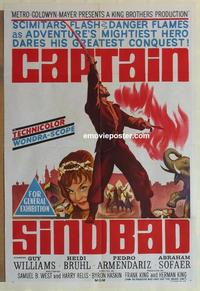 e122 CAPTAIN SINDBAD Australian one-sheet movie poster '63 Guy Williams