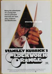e130 CLOCKWORK ORANGE Australian one-sheet movie poster '72 Stanley Kubrick