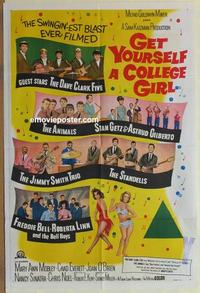 e183 GET YOURSELF A COLLEGE GIRL Australian one-sheet movie poster '64 rock&roll!