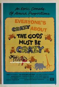 e187 GODS MUST BE CRAZY Australian one-sheet movie poster '82 Jamie Uys comedy!