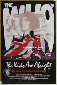 e227 KIDS ARE ALRIGHT Australian one-sheet movie poster '79 The Who, rock&roll!