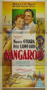 e042 KANGAROO Aust three-sheet movie poster '51 Maureen O'Hara, Lawford
