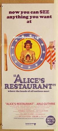 e414 ALICE'S RESTAURANT Australian daybill movie poster '69 Arlo Guthrie