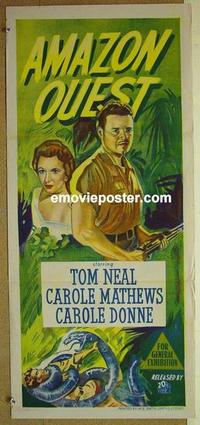 e421 AMAZON QUEST Australian daybill movie poster '49 Tom Neal, jungle!