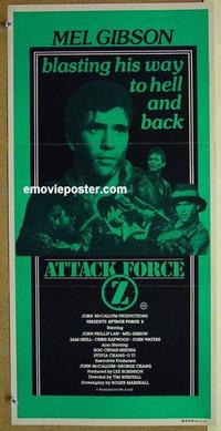e433 ATTACK FORCE Z Australian daybill movie poster '82 Mel Gibson, Law