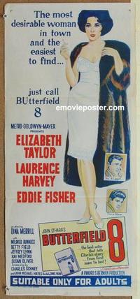 e499 BUTTERFIELD 8 Aust daybill '60 sexy Liz Taylor is most desirable & easiest to find!