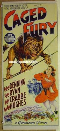 e501 CAGED FURY Australian daybill movie poster '48 Richard Denning, Ryan