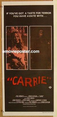 e506 CARRIE Australian daybill movie poster '76 Sissy Spacek, Stephen King