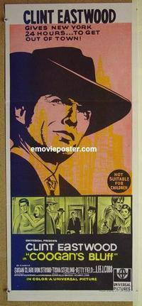 e534 COOGAN'S BLUFF Australian daybill movie poster '68 Clint Eastwood