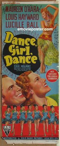 e019 DANCE GIRL DANCE long Australian daybill movie poster '40 Maureen O'Hara