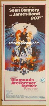 e558 DIAMONDS ARE FOREVER Australian daybill movie poster '71 Connery, Bond!