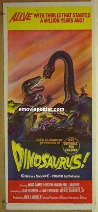 e559 DINOSAURUS Australian daybill movie poster '60 prehistoric monsters!