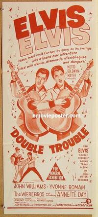 e563 DOUBLE TROUBLE Australian daybill movie poster R70s Elvis Presley