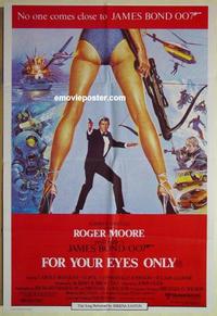 e172 FOR YOUR EYES ONLY Australian one-sheet movie poster '81 Moore as Bond!