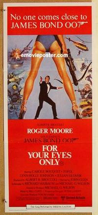 e609 FOR YOUR EYES ONLY Australian daybill movie poster '81 Moore as Bond!
