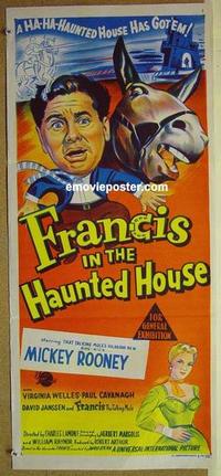 e612 FRANCIS IN THE HAUNTED HOUSE Australian daybill movie poster '56 Rooney