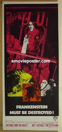 e613 FRANKENSTEIN MUST BE DESTROYED Australian daybill movie poster '70