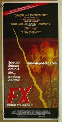 e586 F/X Australian daybill movie poster '86 Bryan Brown, Brian Dennehy