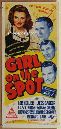 e628 GIRL ON THE SPOT Australian daybill movie poster '46 film noir musical!