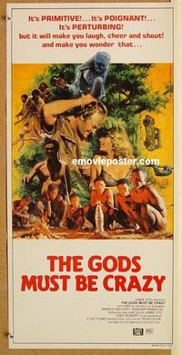 e633 GODS MUST BE CRAZY Australian daybill movie poster '82 Jamie Uys