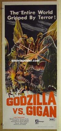e635 GODZILLA ON MONSTER ISLAND Australian daybill movie poster '72 Toho