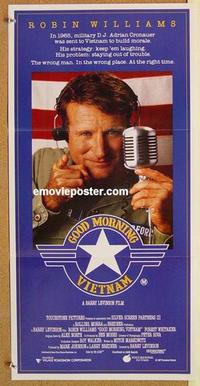 e641 GOOD MORNING VIETNAM Australian daybill movie poster '87 Robin Williams