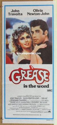 e644 GREASE Australian daybill movie poster '78 John Travolta, white style!