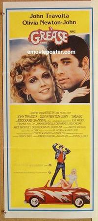 e645 GREASE Australian daybill movie poster '78 Travolta, yellow style!