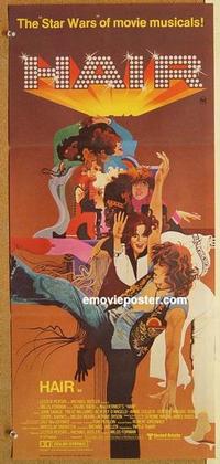 e661 HAIR Australian daybill movie poster '79 great Bob Peak artwork!
