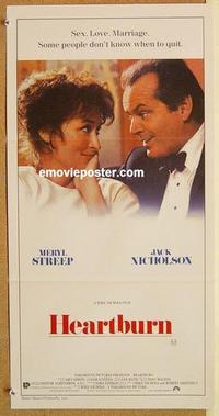 e671 HEARTBURN Australian daybill movie poster '86 Jack Nicholson, Streep
