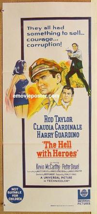 e676 HELL WITH HEROES Australian daybill movie poster '68 Rod Taylor