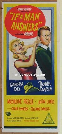 e697 IF A MAN ANSWERS Australian daybill movie poster '62 Sandra Dee, Darin