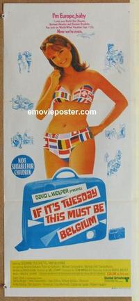 e698 IF IT'S TUESDAY THIS MUST BE BELGIUM Australian daybill movie poster '69